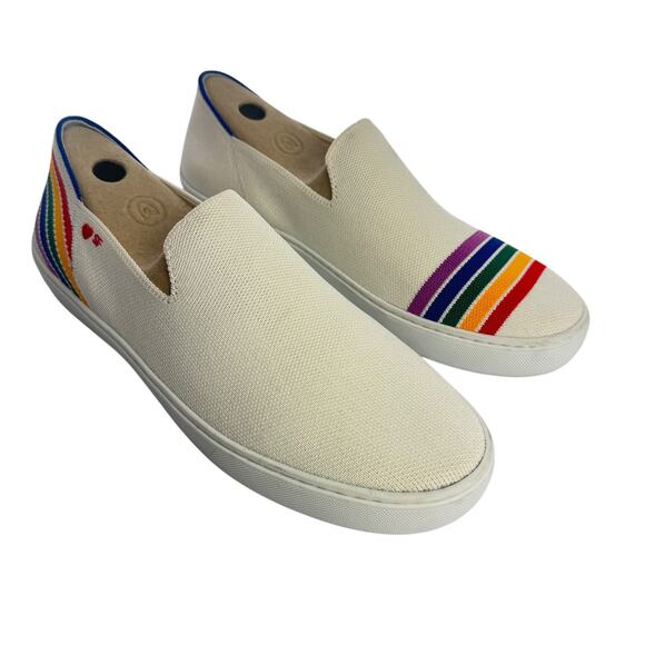 Rothy’s Women’s Pride SF Slip On White Sneaker Rainbow Size 10.5 LGBTQ Washable - Picture 3 of 16